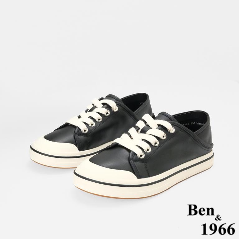 Ben&1966高級頭層牛皮流行柔軟舒適休閒鞋-黑(256511)
