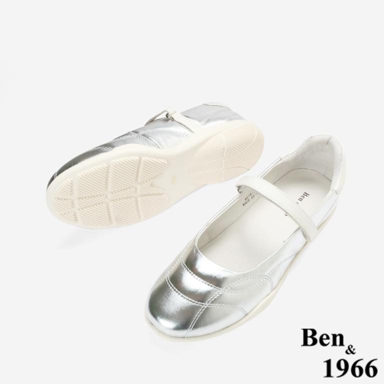 Ben&1966高級頭層牛皮舒適厚底休閒包鞋-銀(256381)
