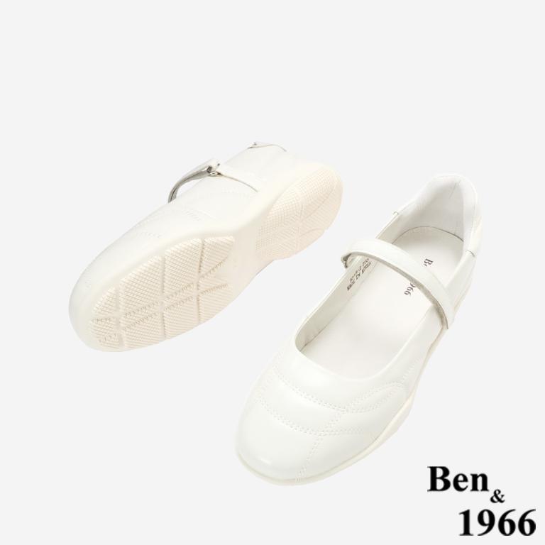 Ben&1966高級頭層牛油皮舒適厚底休閒包鞋-米白(256382)