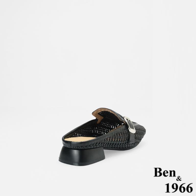 Ben&1966流行經典編織低跟穆勒鞋-黑(256531)