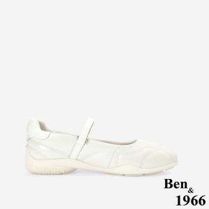 Ben&1966高級頭層牛油皮舒適厚底休閒包鞋-米白(256382)