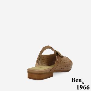 Ben&1966高級頭層打蠟羊皮沖孔復古穆勒鞋-太妃糖棕(256341)