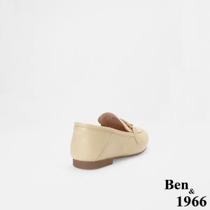 Ben&1966高級頭層牛皮舒適經典平底樂福鞋-杏(256522)