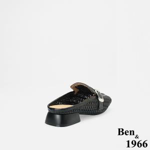 Ben&1966流行經典編織低跟穆勒鞋-黑(256531)