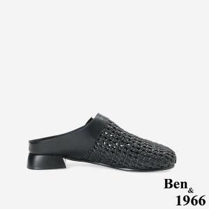 Ben&1966時尚流行編織圓頭穆勒鞋-黑(256611)