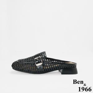 Ben&1966流行經典編織低跟穆勒鞋-黑(256531)