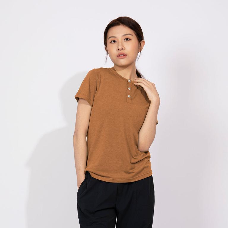 JORDON 天絲吸濕快乾透氣 女開領T恤