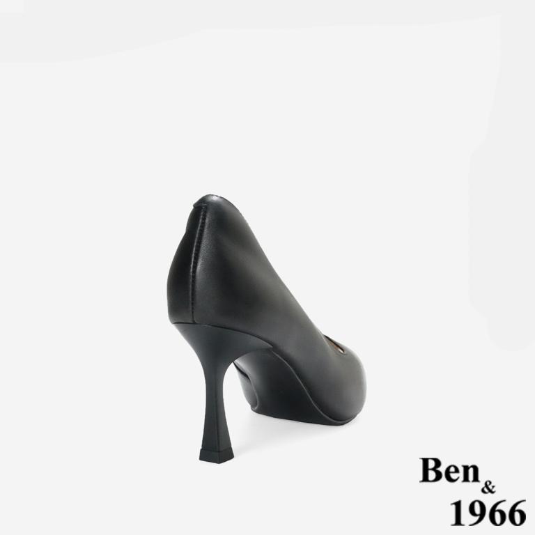Ben&1966高級頭層羊皮經典氣質尖頭高跟鞋-黑(256471)