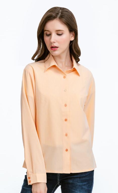 JORDON 女款抗UV 素色長袖襯衫-萊卡LYCRA彈性纖維-免燙抗皺