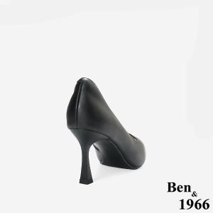 Ben&1966高級頭層羊皮經典氣質尖頭高跟鞋-黑(256471)