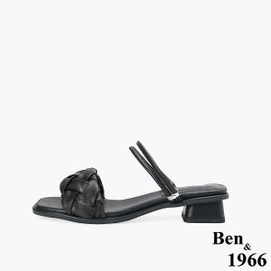 Ben&1966高級頭層羊皮流行低跟兩穿涼拖鞋-黑(256571)