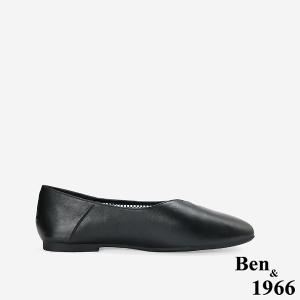 Ben&1966高級頭層羊皮流行網布平頭包鞋-黑(256431)