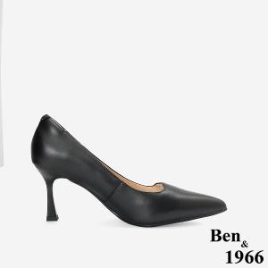 Ben&1966高級頭層羊皮經典氣質尖頭高跟鞋-黑(256471)