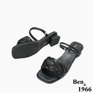 Ben&1966高級頭層羊皮流行低跟兩穿涼拖鞋-黑(256571)