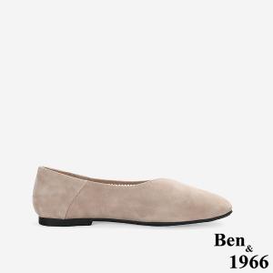 Ben&1966高級頭層羊皮流行網布平頭包鞋-藕(256432)