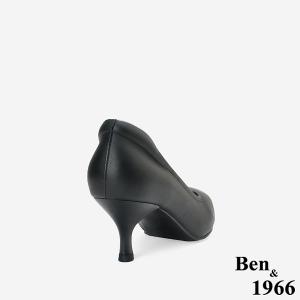 Ben&1966高級頭層羊皮經典氣質尖頭中低跟鞋-黑(256501)