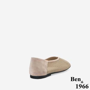 Ben&1966高級頭層羊皮流行網布平頭包鞋-藕(256432)
