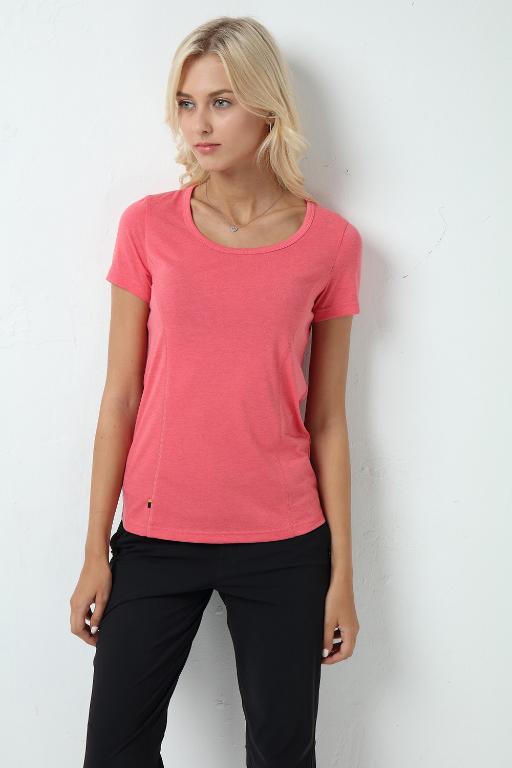 JORDON 女款圓領吸濕快乾彈性短袖T