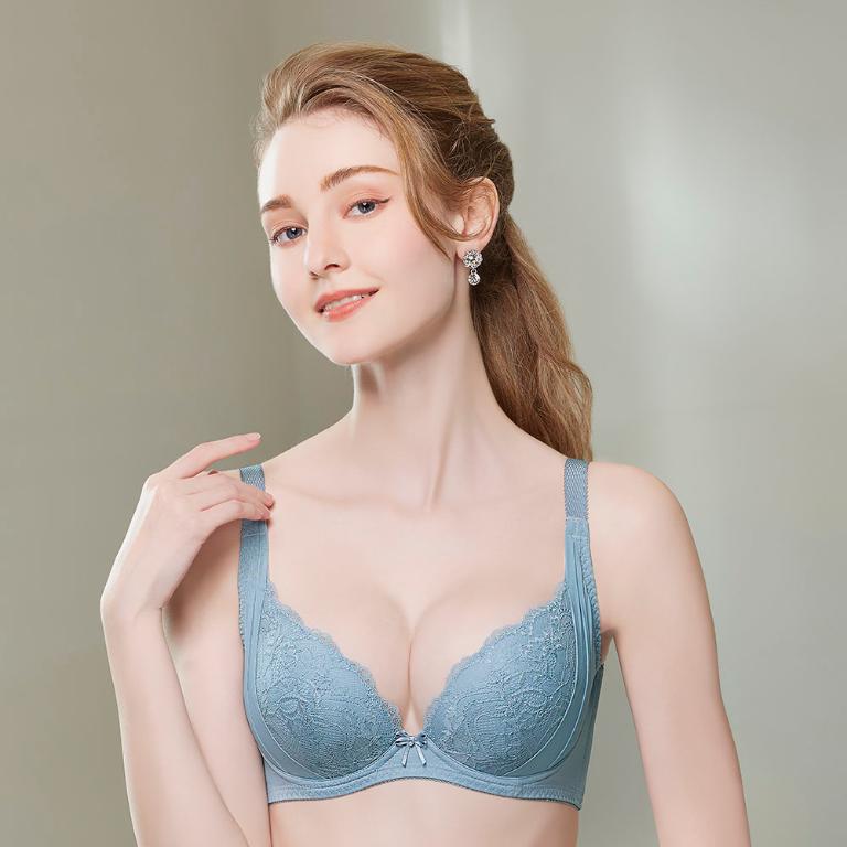 【思薇爾】柔塑曲線系列B-D罩調整型蕾絲集中包覆塑身女內衣(水洗藍)
