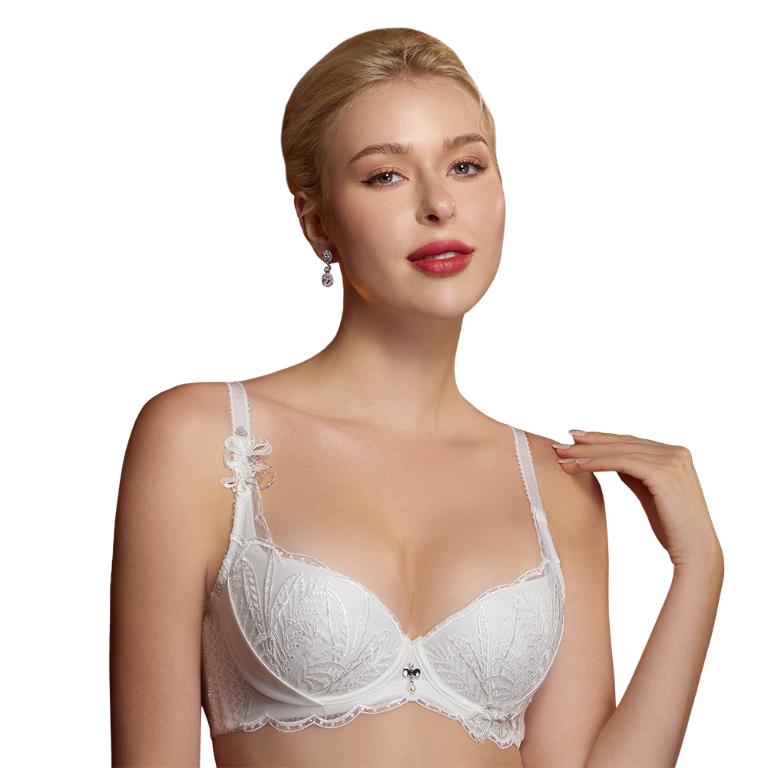 【思薇爾】晶燦珠戀系列C-G罩軟鋼圈背心型蕾絲刺繡集中包覆女內衣(奶酪白)