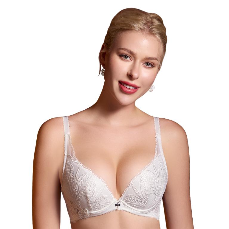 【思薇爾】晶燦珠戀系列B-E罩軟鋼圈蕾絲刺繡集中包覆女內衣(奶酪白)