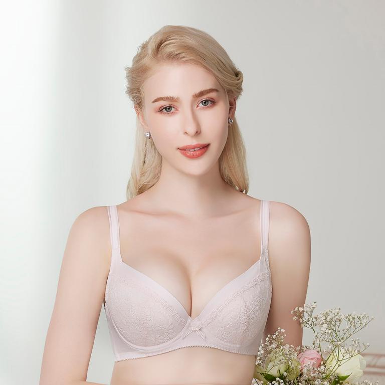 【思薇爾】輕醇BRA系列B-F罩軟鋼圈涼感蕾絲包覆女內衣(嬰兒粉)