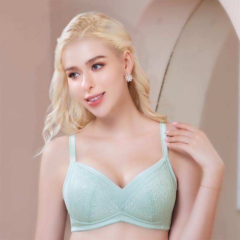 【思薇爾】有氧森活系列B-F罩無鋼圈涼感蕾絲包覆女內衣(碧玉綠)