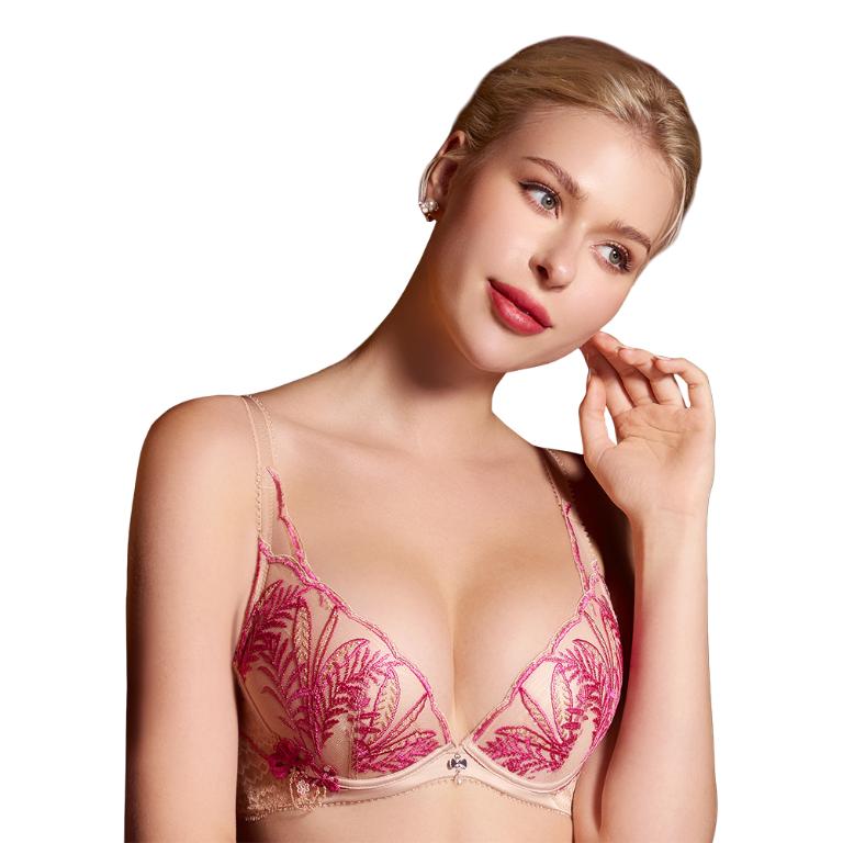 【思薇爾】晶燦珠戀系列B-E罩軟鋼圈蕾絲刺繡集中包覆女內衣(嫣桃膚)