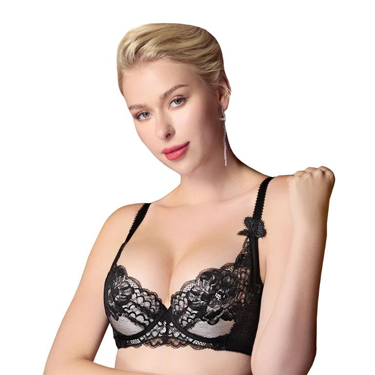 【思薇爾】花都夢蝶系列C-F罩軟鋼圈涼感背心型蕾絲刺繡集中包覆女內衣(黑色)