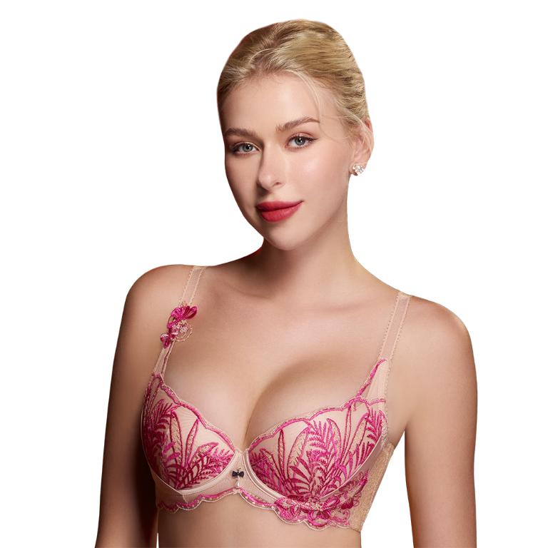 【思薇爾】晶燦珠戀系列C-G罩軟鋼圈背心型蕾絲刺繡集中包覆女內衣(嫣桃膚)