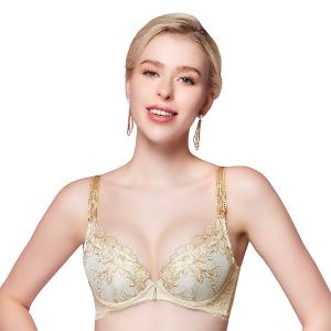 【思薇爾】花蔓巴黎系列B-E罩蕾絲刺繡包覆女內衣(金珞棕)