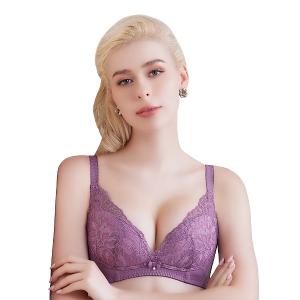 【思薇爾】美波曲線系列B-F罩無鋼圈調整型蕾絲涼感集中包覆塑身女內衣(風信紫)