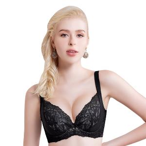 【思薇爾】美波曲線系列E-H罩調整型蕾絲涼感包覆大罩塑身女內衣(黑色)