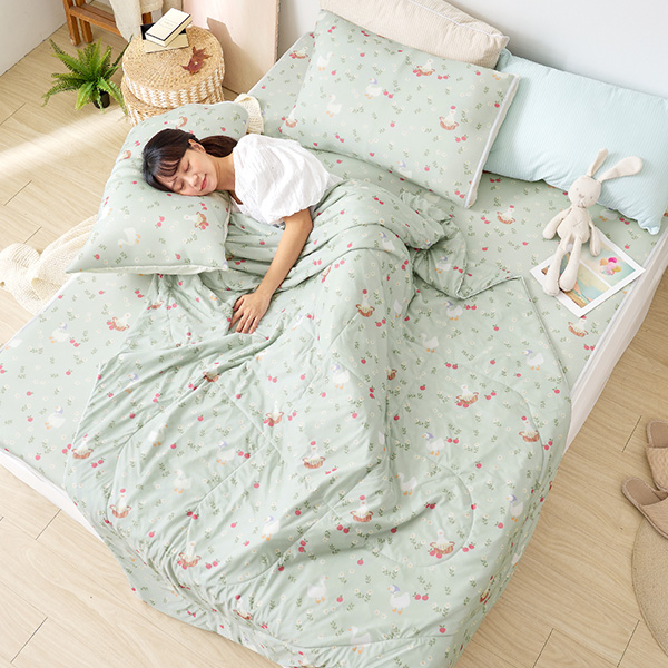 【DUYAN 竹漾】Cool-Fi Huggy 冰絲涼感被/綠茵小鴨 台灣製