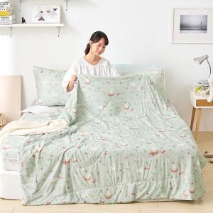 【DUYAN 竹漾】Cool-Fi Huggy 冰絲涼感被/綠茵小鴨 台灣製