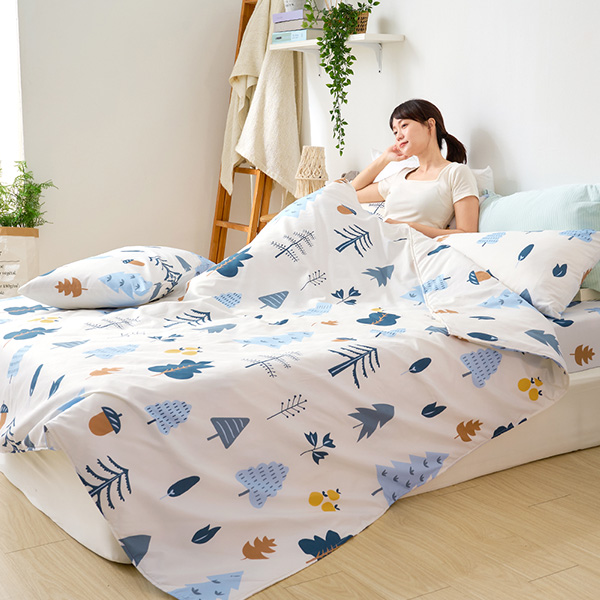 【DUYAN 竹漾】舒柔棉雙人加大床包涼被四件組 / 栗松秘境 台灣製