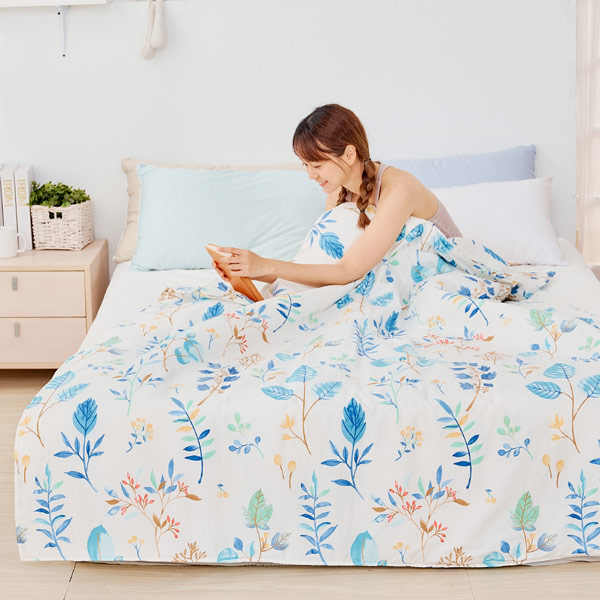 【DUYAN 竹漾】 舒柔棉 涼被/ 藍凝冰花