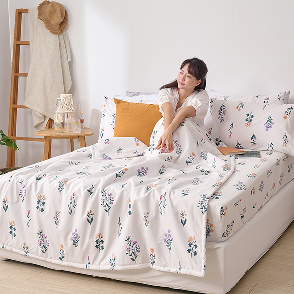 【DUYAN 竹漾】 舒柔棉 涼被/ 紫薇白茵