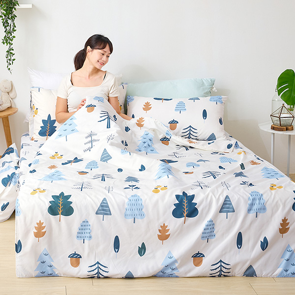 【DUYAN 竹漾】舒柔棉雙人加大床包涼被四件組 / 栗松秘境 台灣製