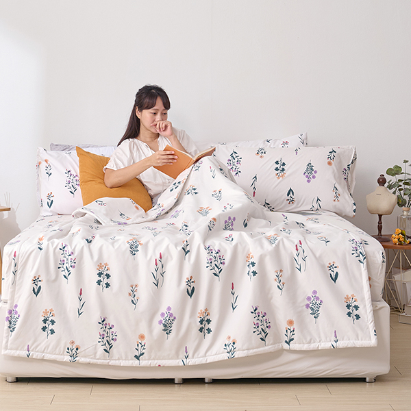 【DUYAN 竹漾】 舒柔棉 涼被/ 紫薇白茵