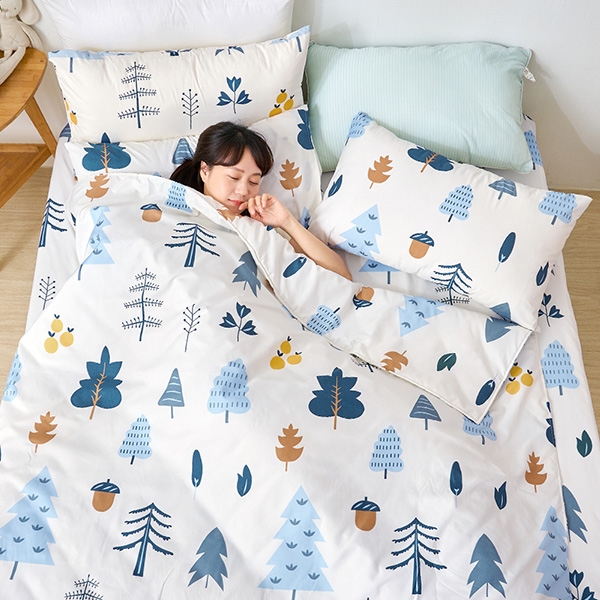 【DUYAN 竹漾】舒柔棉雙人加大床包涼被四件組 / 栗松秘境 台灣製