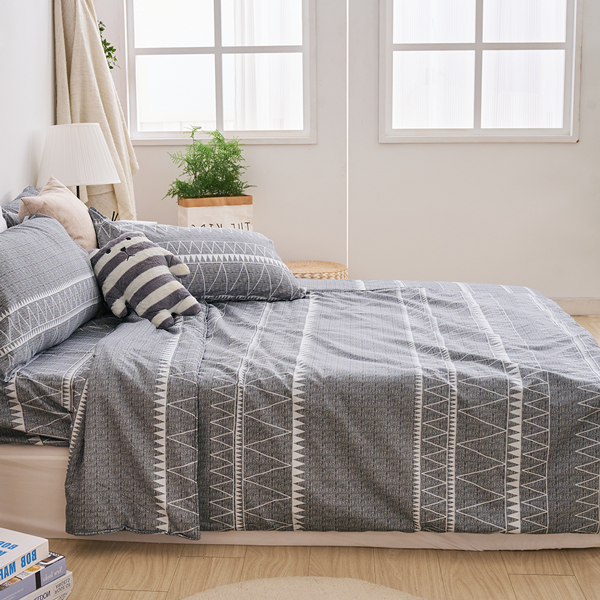 【DUYAN 竹漾】舒柔棉雙人床包涼被四件組 / 格雷塢堡