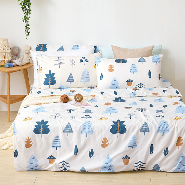 【DUYAN 竹漾】舒柔棉雙人加大床包涼被四件組 / 栗松秘境 台灣製