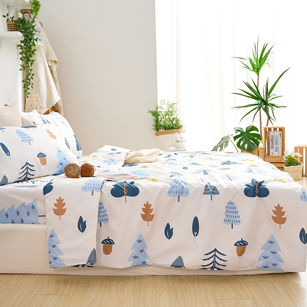 【DUYAN 竹漾】舒柔棉雙人加大床包涼被四件組 / 栗松秘境 台灣製