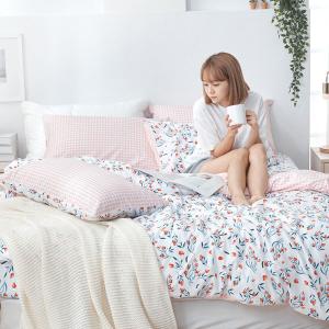 【DUYAN 竹漾】舒柔棉雙人加大床包涼被四件組 / 沁心花漾