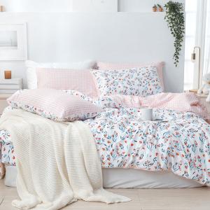 【DUYAN 竹漾】舒柔棉雙人床包涼被四件組 / 沁心花漾