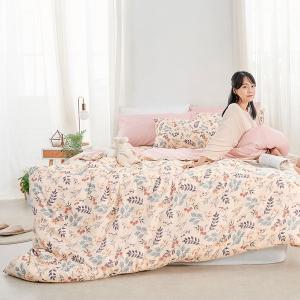 【DUYAN 竹漾】舒柔棉雙人加大床包涼被四件組 / 秘葉花季