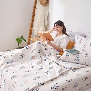 【DUYAN 竹漾】舒柔棉單人床包涼被三件組 / 紫薇白茵