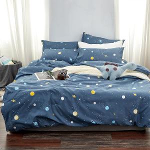 【DUYAN 竹漾】舒柔棉雙人加大床包涼被四件組 / 小小星球