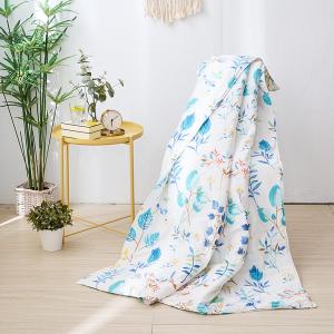 【DUYAN 竹漾】 舒柔棉 涼被/ 藍凝冰花